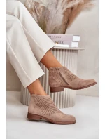 Dámské boty na plochém podpatku perforované béžové S.Barski HY42-076