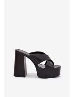 Dámské Pantofle Na Platformě A Podpatku Černé Lenobos