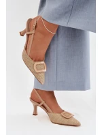 Dámské sandály na podpatku s ozdobným prvkem Nude Eslina