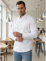 Pánská bílá vzorovaná košile slim fit FashionStreet DX2698