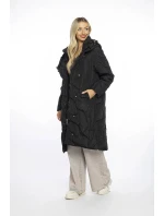 Volná černá dámská bunda s ozdobným prošíváním Ann Gissy (AG1-J9161)
