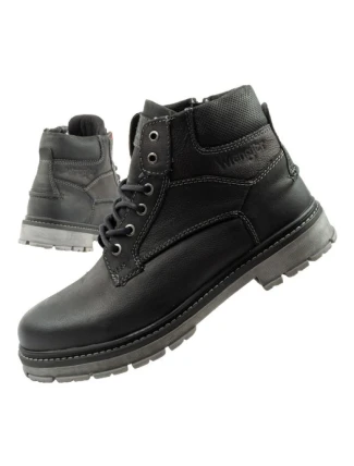 Wrangler Allan Mid pánské boty sable boots smart leather black