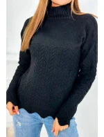 Svetr s ozdobným volánkem černý