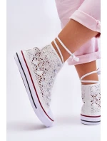 Dámské krajkové vysoké tenisky bílá Cornella