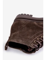 Semišové Zateplené Kotníkové Boty Na Zip Big Star OO174229 Hnědé Semišové Zateplené Kotníkové Boty Na Zip Big Star OO174229 Hnědé