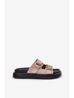 Dámské Sametové Sandały S Dekorativními Přezkami Big Star RR274659 Světle Růžové