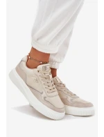 Dámské Kožené Tenisky Na Platformě Béžové Velarria