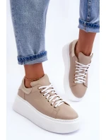 Dámská kožená sportovní obuv na platformě Beige Lemar Dámská kožená sportovní obuv na platformě Beige Lemar
