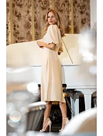 Dámské šaty s puff rukávy S400 krémové - Stylove