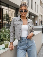 Dámská krátká džínová bunda sepraná LANDIA šedá FashionStreet TY5684