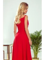 299-1 CHIARA elegantní maxi dlouhé šaty bez ramínek - ČERVENÉ