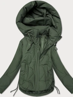 Dámská prošívaná bunda pro přechodné období v khaki barvě s kapucí S'West (B8297-11)
