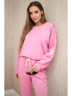 Komplet teplákové + kalhoty máslová látka světle růžová