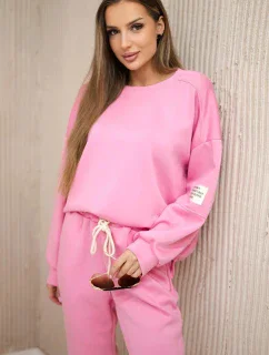 Komplet teplákové + kalhoty máslová látka světle růžová