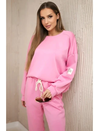Komplet teplákové + kalhoty máslová látka světle růžová