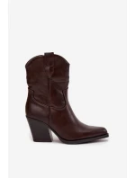 Dámské Kovábojky Eko Kůže Na Podpatku Čokoládové Sorelia