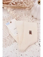 Teplé dámské ponožky s vlnou Medvěd Ecru