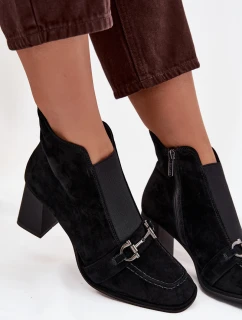 Dámské semišové botky na podpatku Artiker – černé