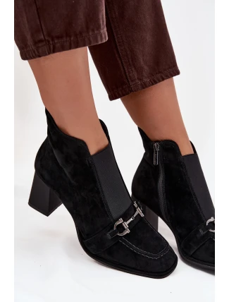 Dámské semišové botky na podpatku Artiker – černé Dámské semišové botky na podpatku Artiker – černé
