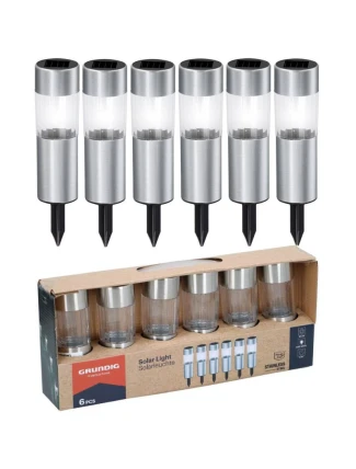 SOLÁRNÍ LAMPA 4,5X15CM INOX 6KS GRUNDIG