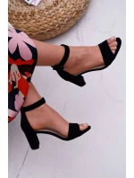 Dámské Sandály Na Podpatku Semišové Černé Lexi