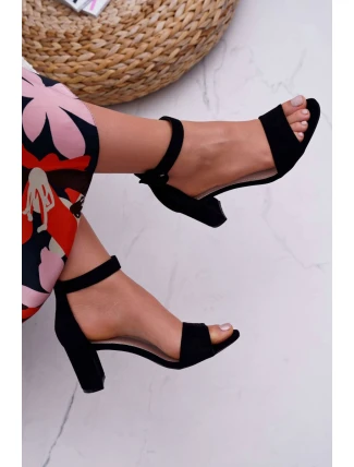 Dámské Sandály Na Podpatku Semišové Černé Lexi