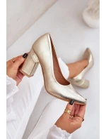 Kožené lodičky Lewski 3117 zlato