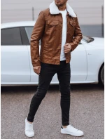 Pánská kožená bunda s kožešinou hnědá FashionStreet TX4746