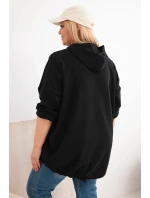 Dámská mikina Plus Size s kapucí a potiskem černá