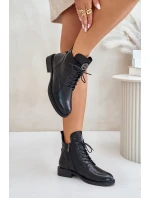 Zateplené boty na plochém podpatku s ozdobou černé Leonise Zateplené boty na plochém podpatku s ozdobou černé Leonise