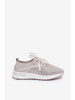 Kožené Lehká Polobotky Dámské Na Platformě Artiker 56C2113 Béžovo-Zlaté