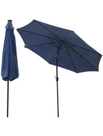 ZAHRADNÍ SLUNEČNÍK S LED OSVĚTLENÍM 300 CM TMAVĚ MODRÝ