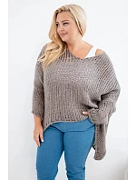Dámský svetr oversized s výstřihem do V a delším zadním dílem průřezový fango