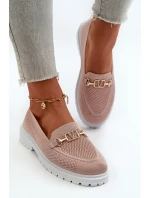 Dámské mokasíny na plochém podpatku se zlatými detaily, růžová Limentia