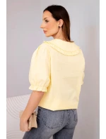 Dámská bavlněná košile s volánkem a vázáním žlutá