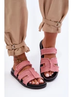 Dámské materiálové sandály na zip Růžové Lamirose Dámské materiálové sandály na zip Růžové Lamirose