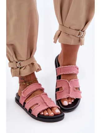 Dámské materiálové sandály na zip Růžové Lamirose