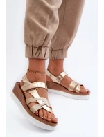 Zazoo 40397 Dámské Kožené Sandály Na Platformě Zlaté