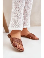 Kožené Dámské Pantofle Lewski Shoes 3682 Camel