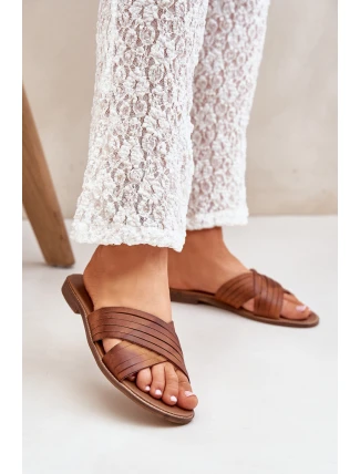 Kožené Dámské Pantofle Lewski Shoes 3682 Camel