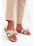 Plné Dámské Pantofle S Mašlí Béžové Tobin