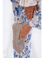 Dámské Kožené Mokasíny se Zlatým Detalem Ciemnobeżowe Vinceza 88007