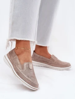 Semišové nazouvací boty Béžovo-zlatá Inez