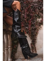 Ochranné kovbojské boty na podpatku z eko kůže černé Mavine