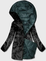 Zelená oboustranná dámská bunda - kožíšek (b8053-10) Zelená oboustranná dámská bunda - kožíšek (b8053-10)