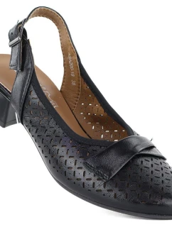 Dámské ažurové lodičky s páskem černé Jezzi ASA200-18