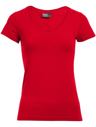 Promodoro 3086 Dámské tričko Slim Fit s výstřihem do V 40.3086 fire red Promodoro 3086 Dámské tričko Slim Fit s výstřihem do V 40.3086 fire red