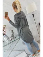 Mikina s kapucí s dlouhými zády v grafitové barvě