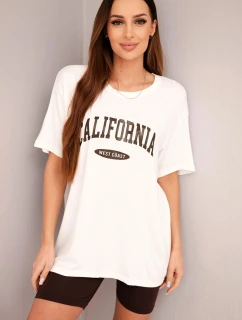 Dámský komplet s volnou blůzou a přiléhavými šortkami ecru + hnědý