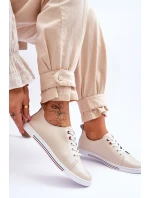 Dámské kožené tenisky béžové S.Barski LR268R